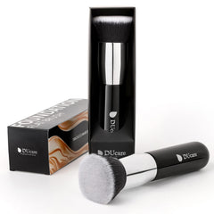 DUcare Kabuki brush applying liquid foundation for poreless finish