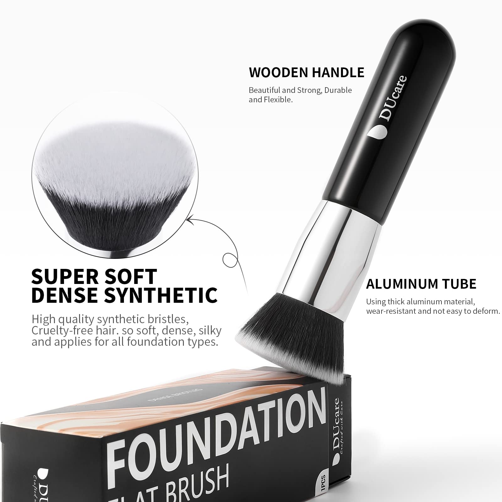 DUcare Kabuki brush used on powder or concealer for seamless blend