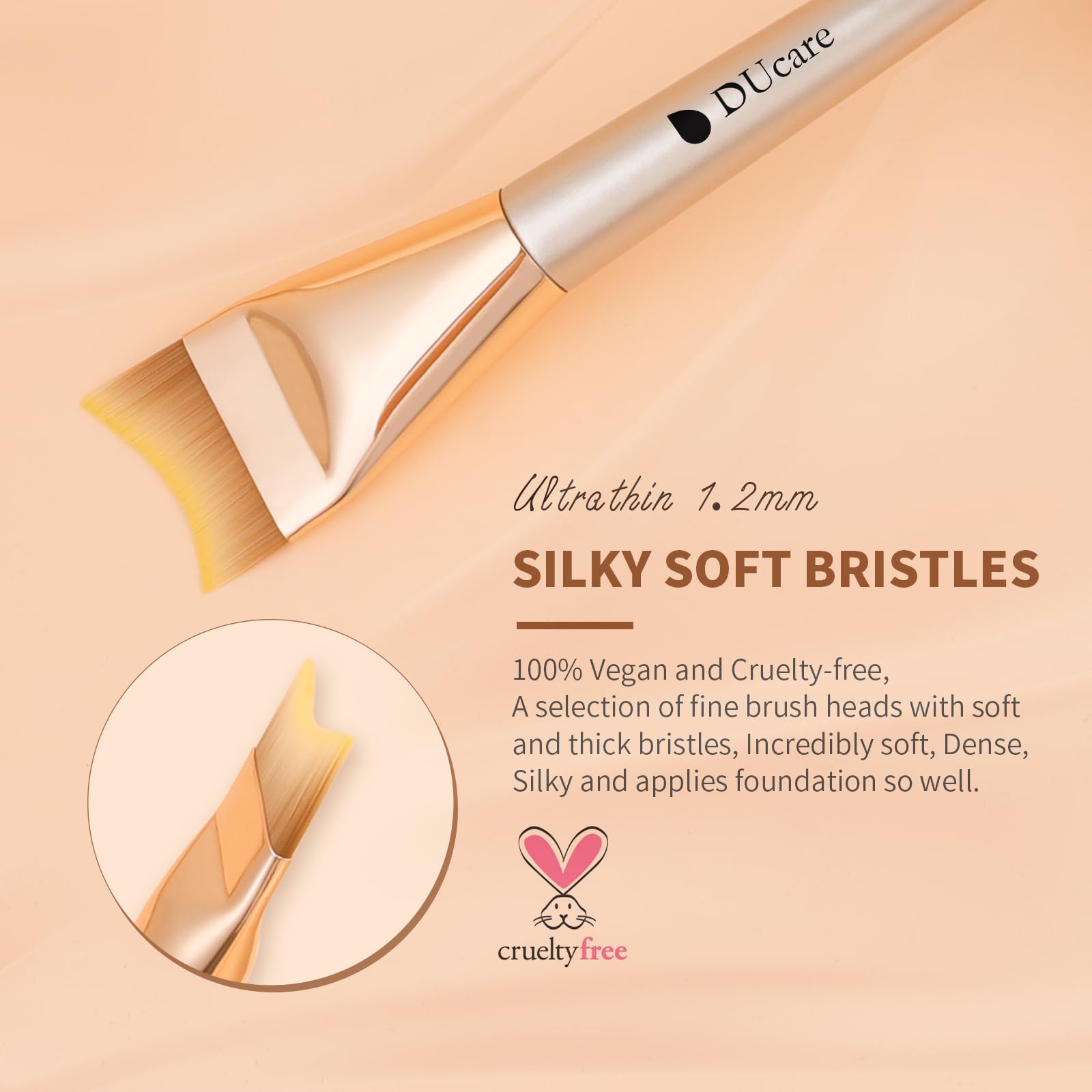 DUcare brush demonstrating blending of liquid foundation