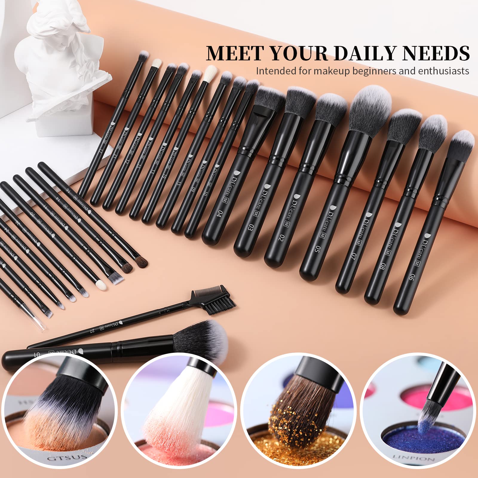 DUcare luxury black design adds sophistication to daily makeup routines.