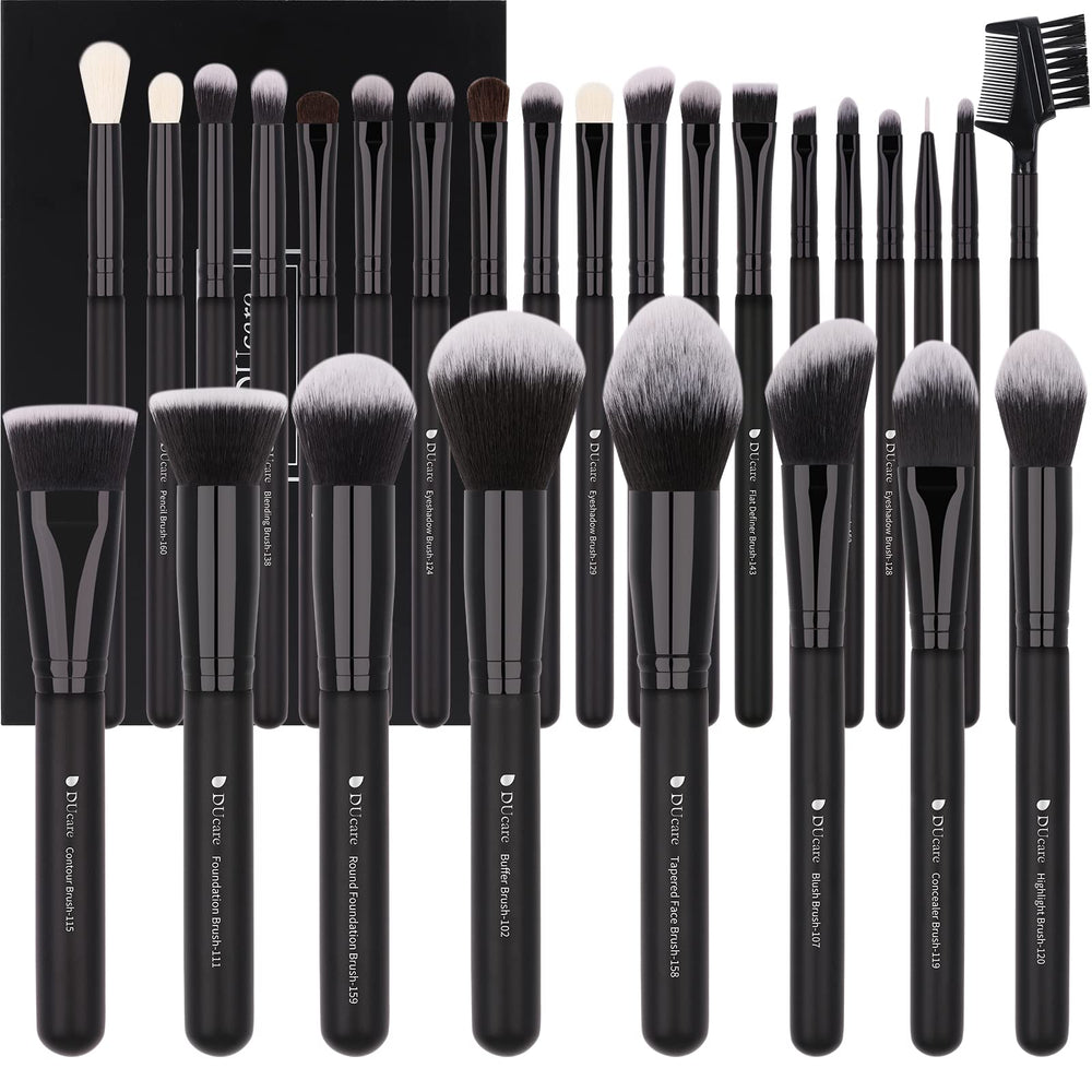DUcare professional 27pc makeup brush set in black case for versatile makeup.