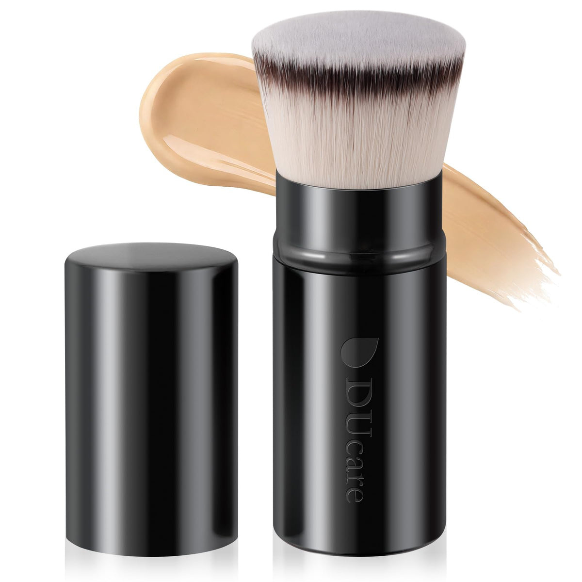 DUcare retractable kabuki brush with aluminum handle for seamless foundation application