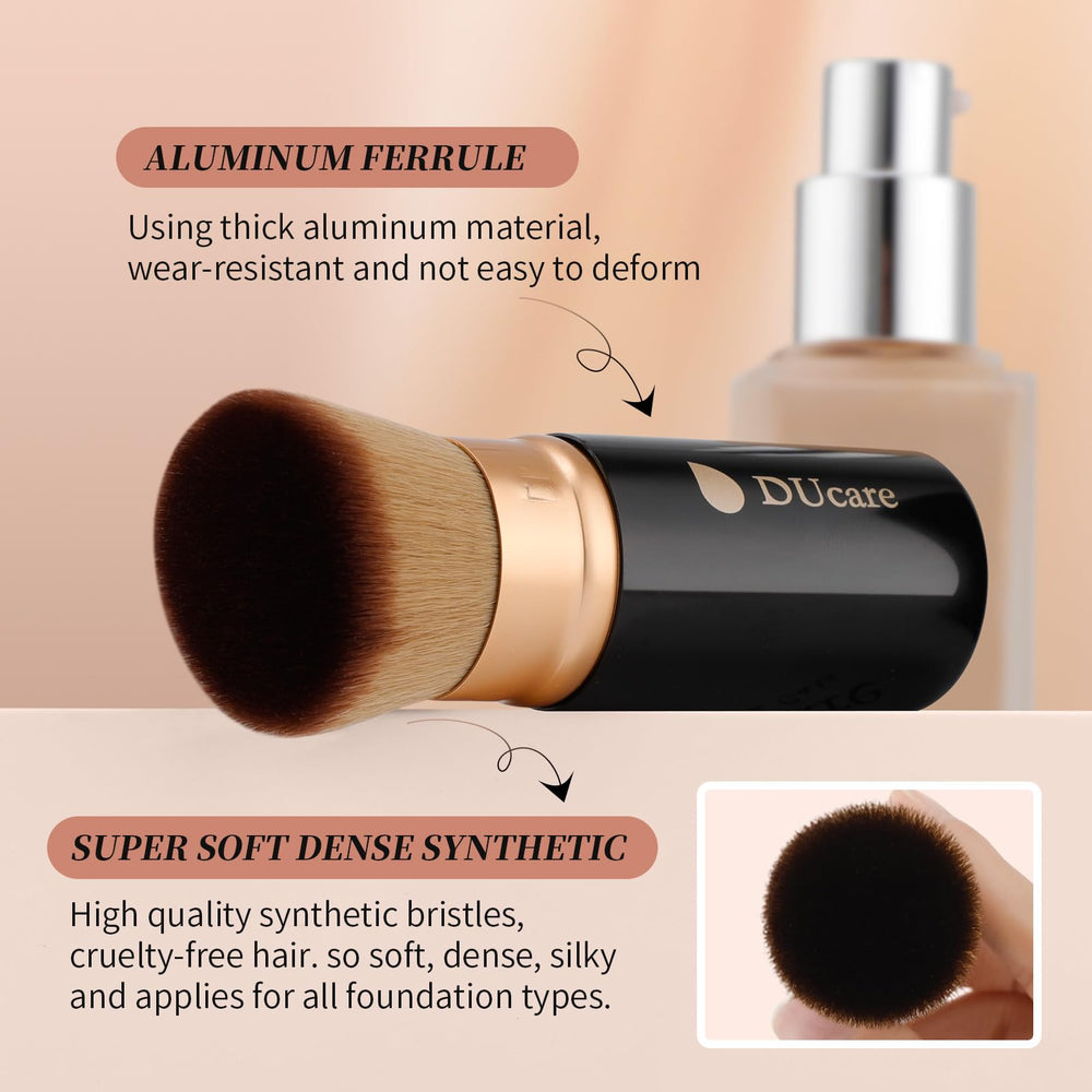 DUcare retractable makeup brush cap keeps bristles clean during travel