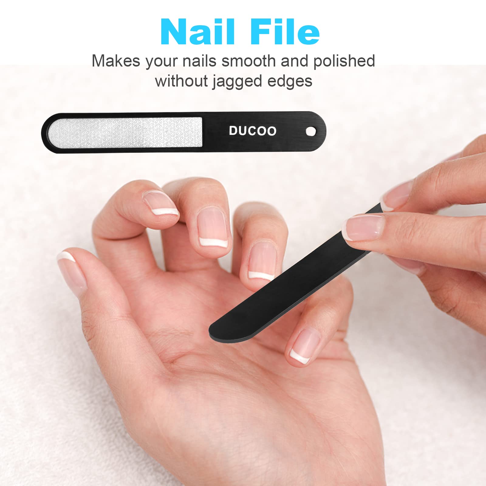 DUCOO nail clipper set packaging, organized home grooming kit.