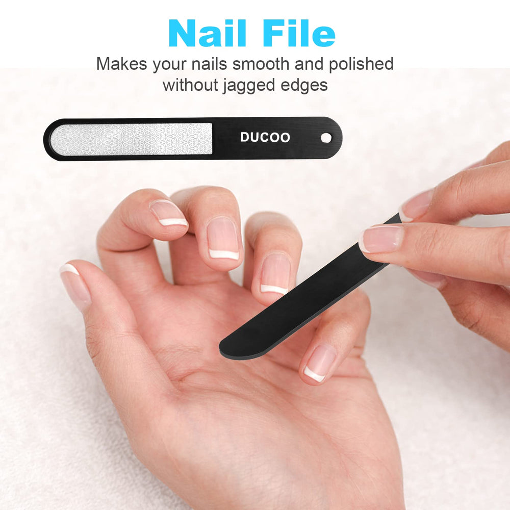DUCOO nail clipper set packaging, organized home grooming kit.