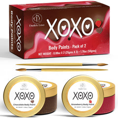 Pinturas corporales comestibles de Dude's Love en sabores fresa y chocolate para parejas.
