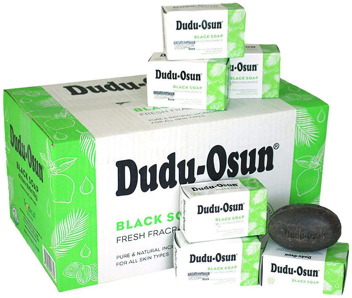DuDu Dudu Osun African Black Soap 24-bars pack for natural skincare routines.