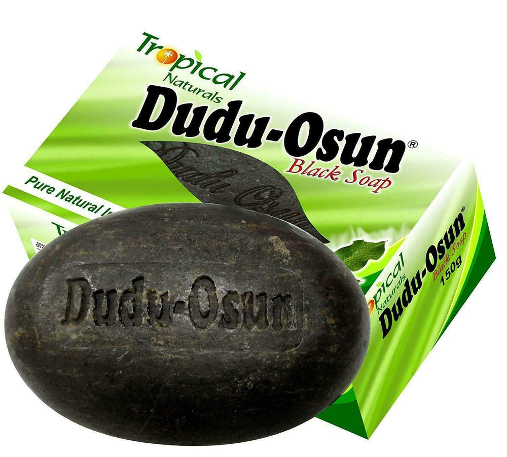 Dudu-Osun black soap bars closeup showing texture and natural ingredients