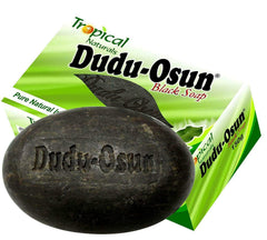 Dudu-Osun black soap bars closeup showing texture and natural ingredients