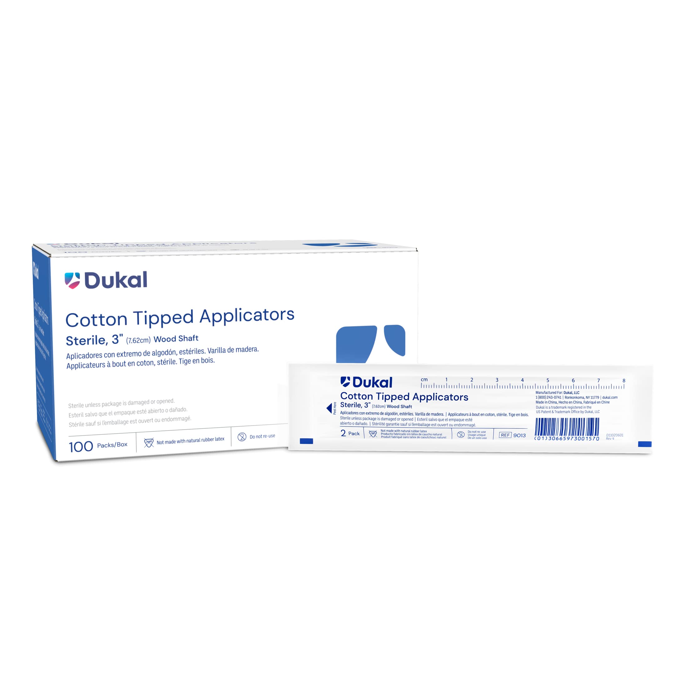 Dukal cotton tipped applicators 3in sterile close-up for precise medical use.