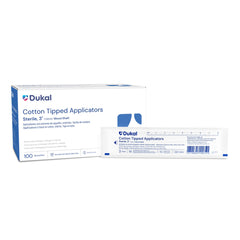 Dukal cotton tipped applicators 3in sterile close-up for precise medical use.