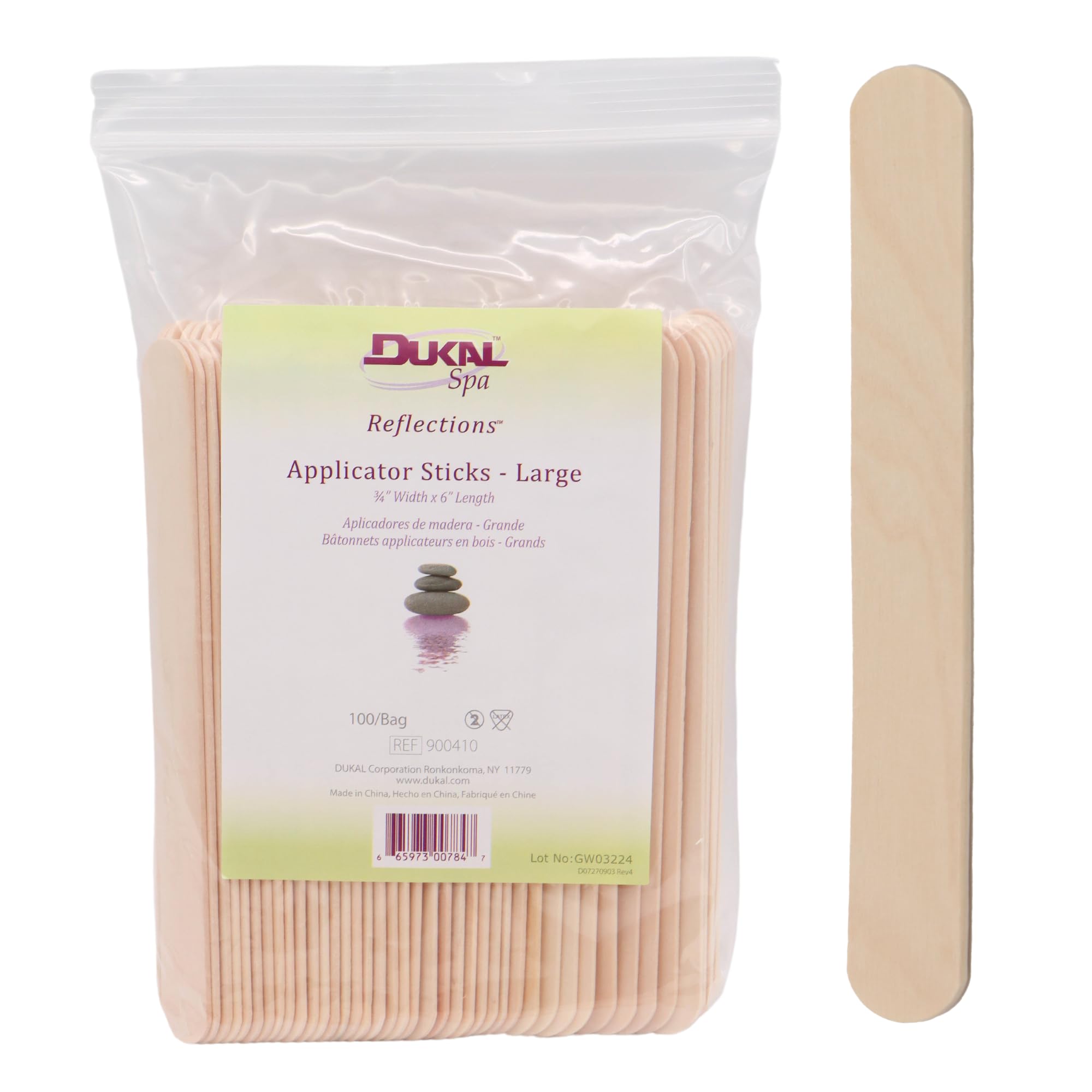 Dukal large wooden wax sticks pack-100 with a smooth grip for even coverage.