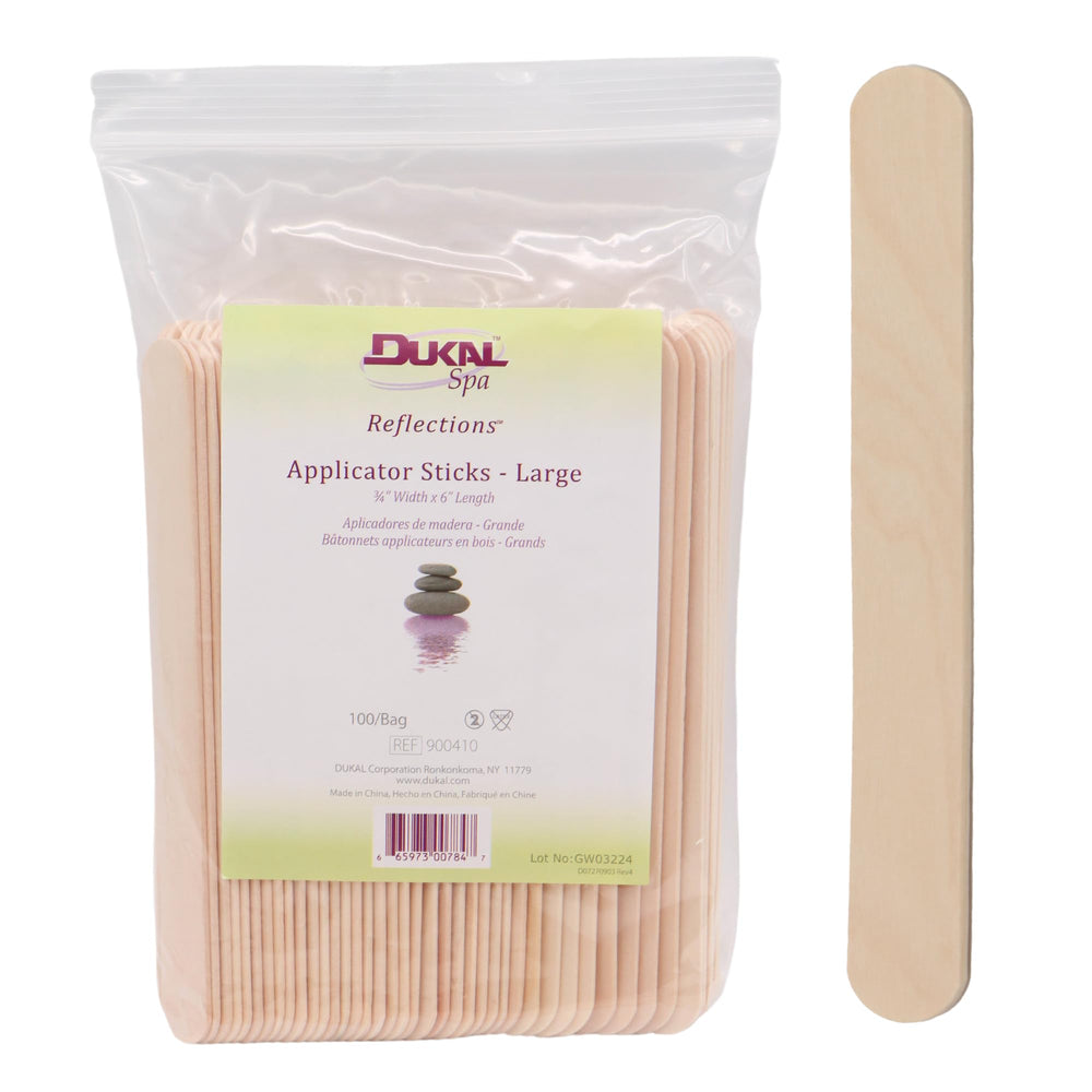 Dukal large wooden wax sticks pack-100 with a smooth grip for even coverage.