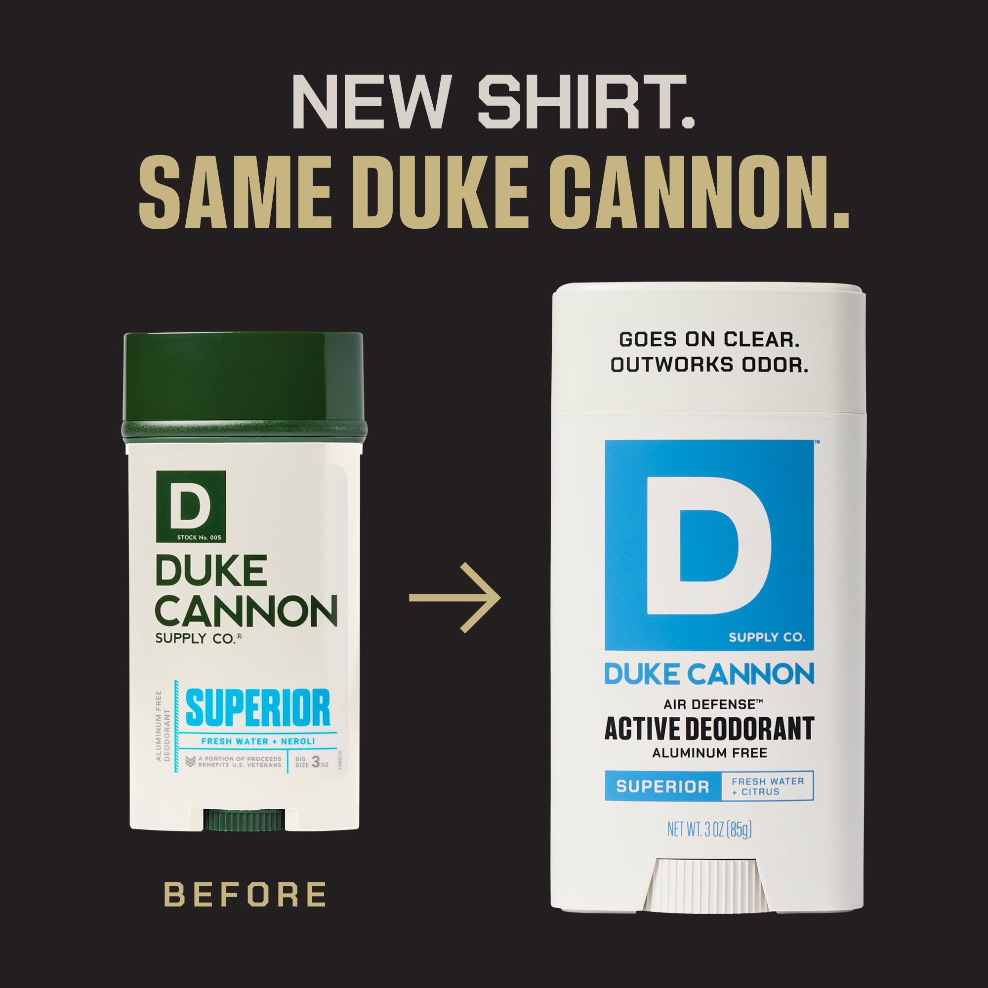 Duke Cannon Air Defense packaging highlights rugged, travel-ready 3 oz size.