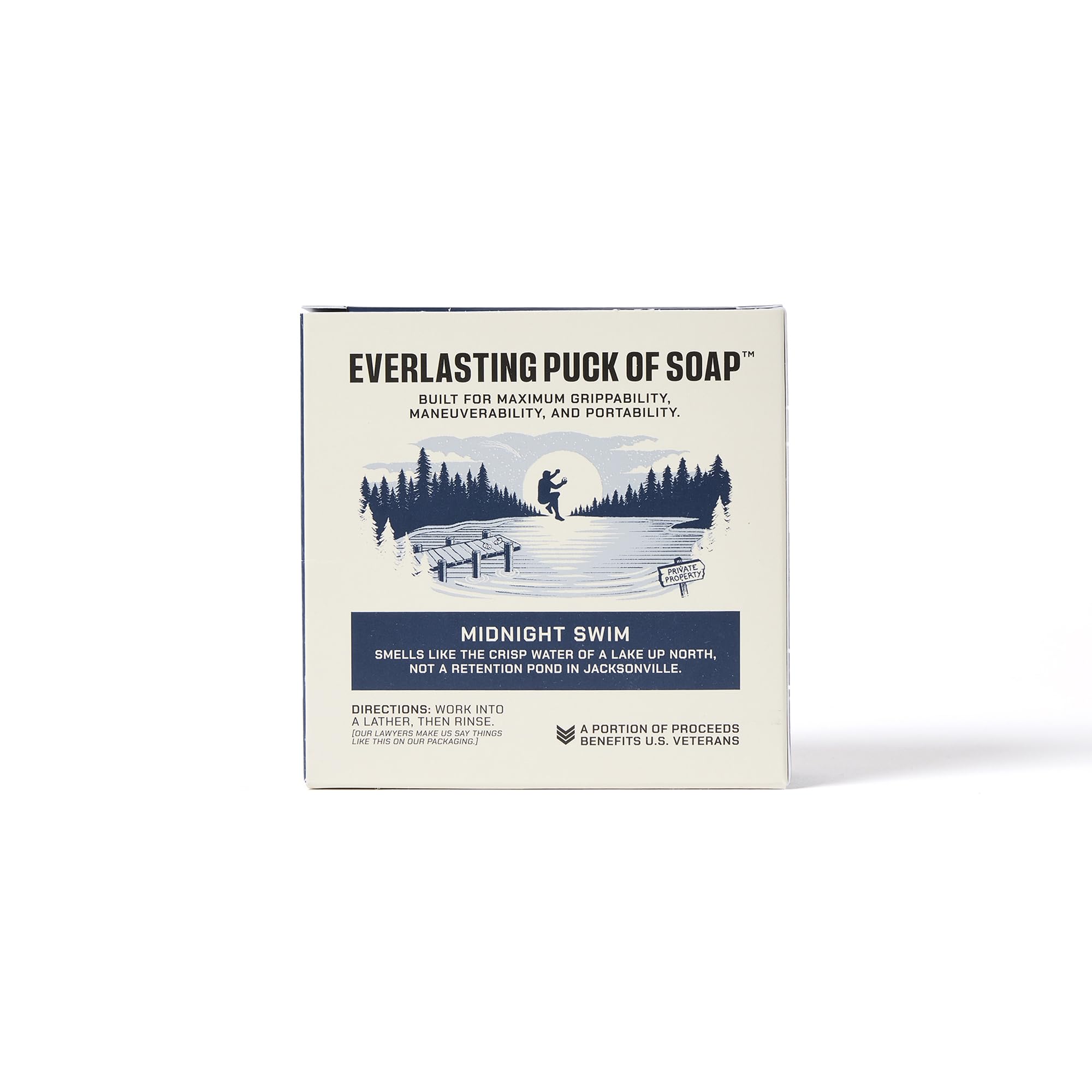 Duke Cannon bar soap puck packaging communicates value and durability.