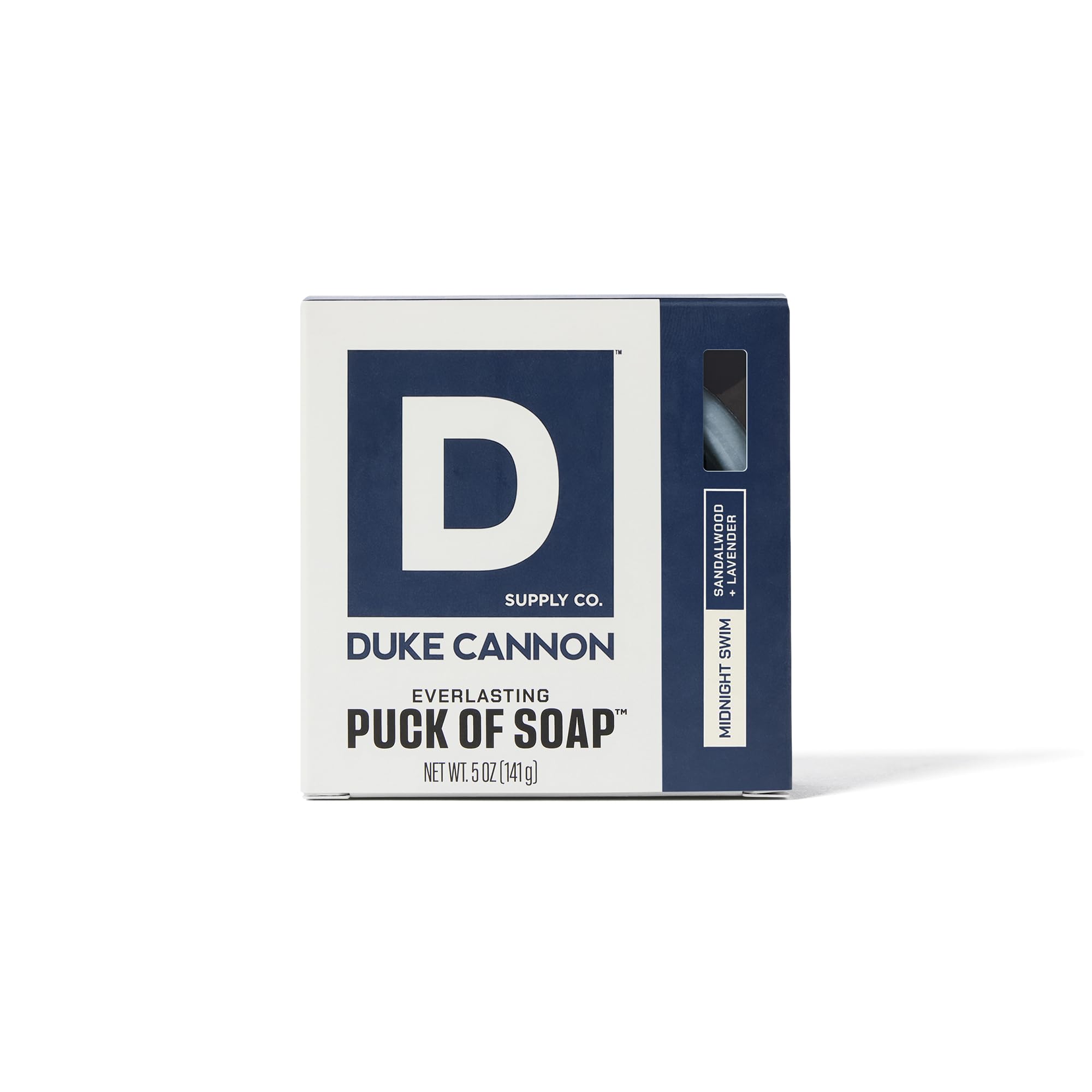 Duke Cannon puck notes RSPO palm oil for responsible sourcing.