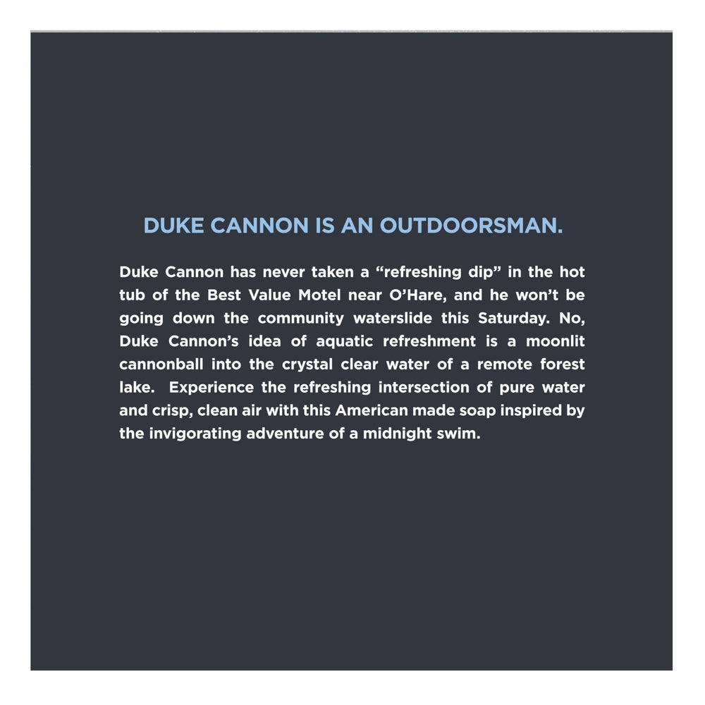 Close-up of Duke Cannon Midnight Swim soap texture highlighting triple-milled quality.