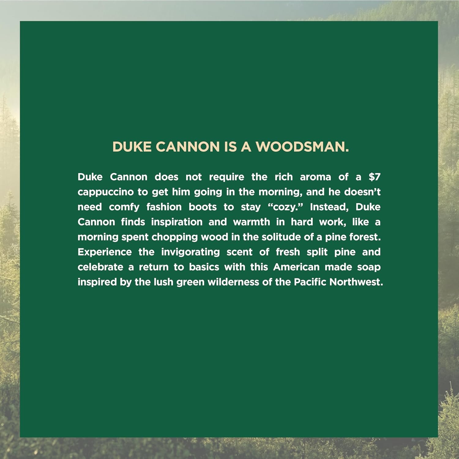Duke Cannon pine soap bars arranged in a 3-pack.