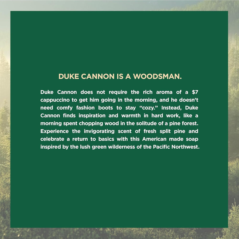 Duke Cannon pine soap bars arranged in a 3-pack.