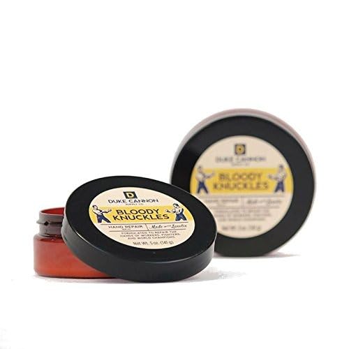 Duke Cannon Bloody Knuckles Balm for repairing dry, cracked hands after long shifts.