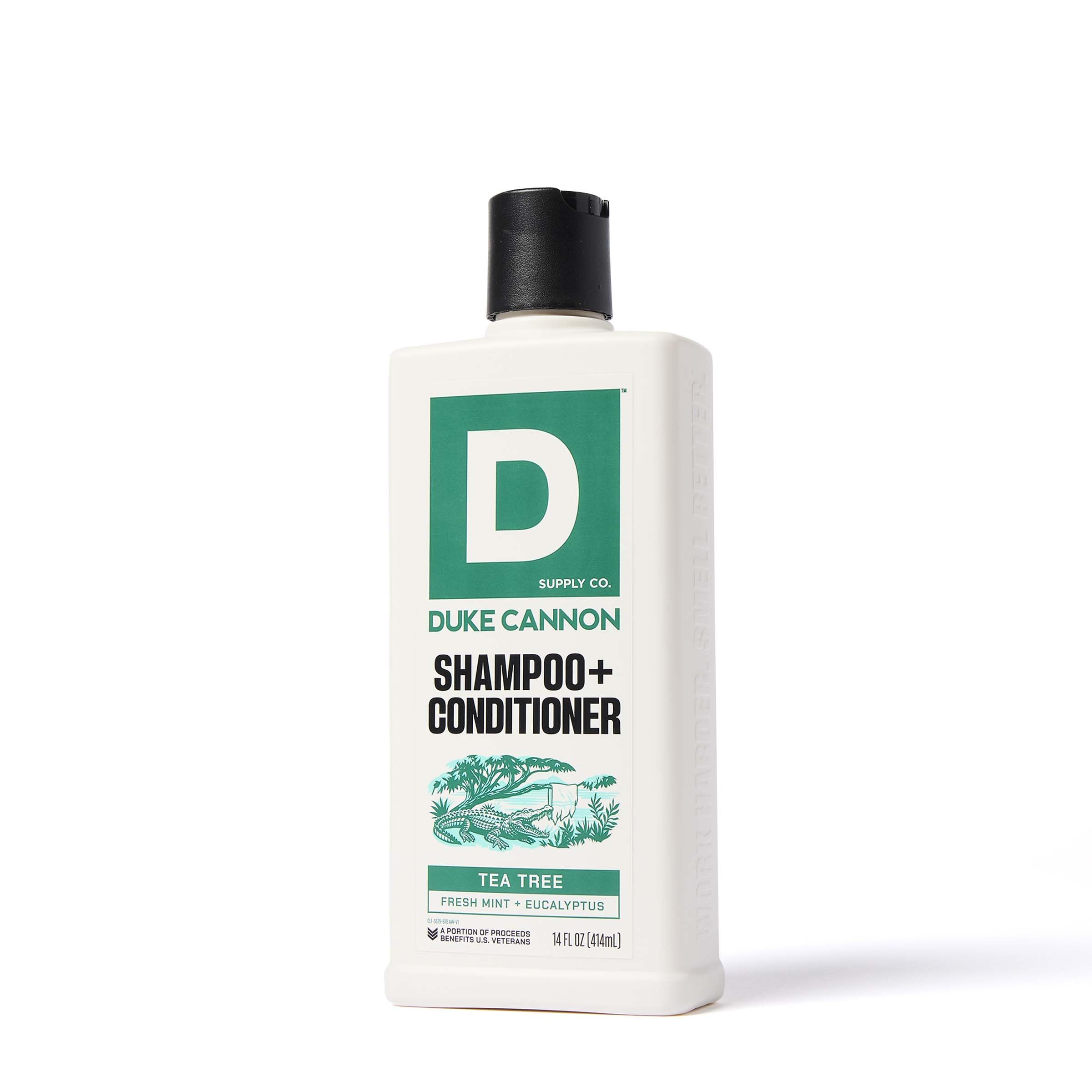 Rutina diaria con Duke Cannon champú acondicionador árbol de té