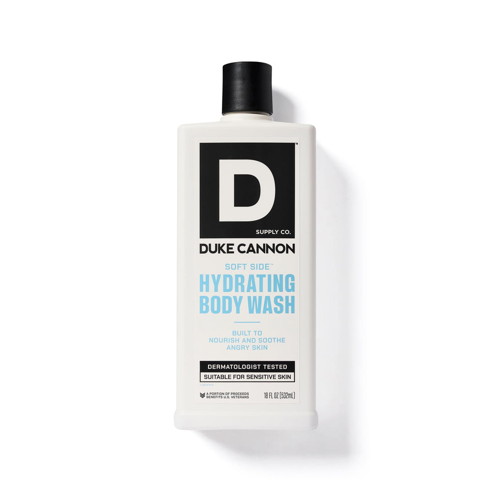 Duke Cannon Ducha Corporal Hidratante, efecto suave en piel seca sin irritación.