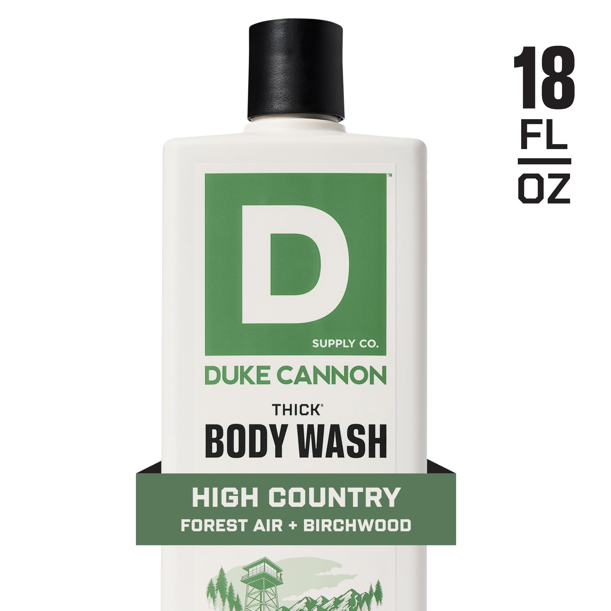 Etiqueta clara de Duke Cannon High Country en frasco elegante
