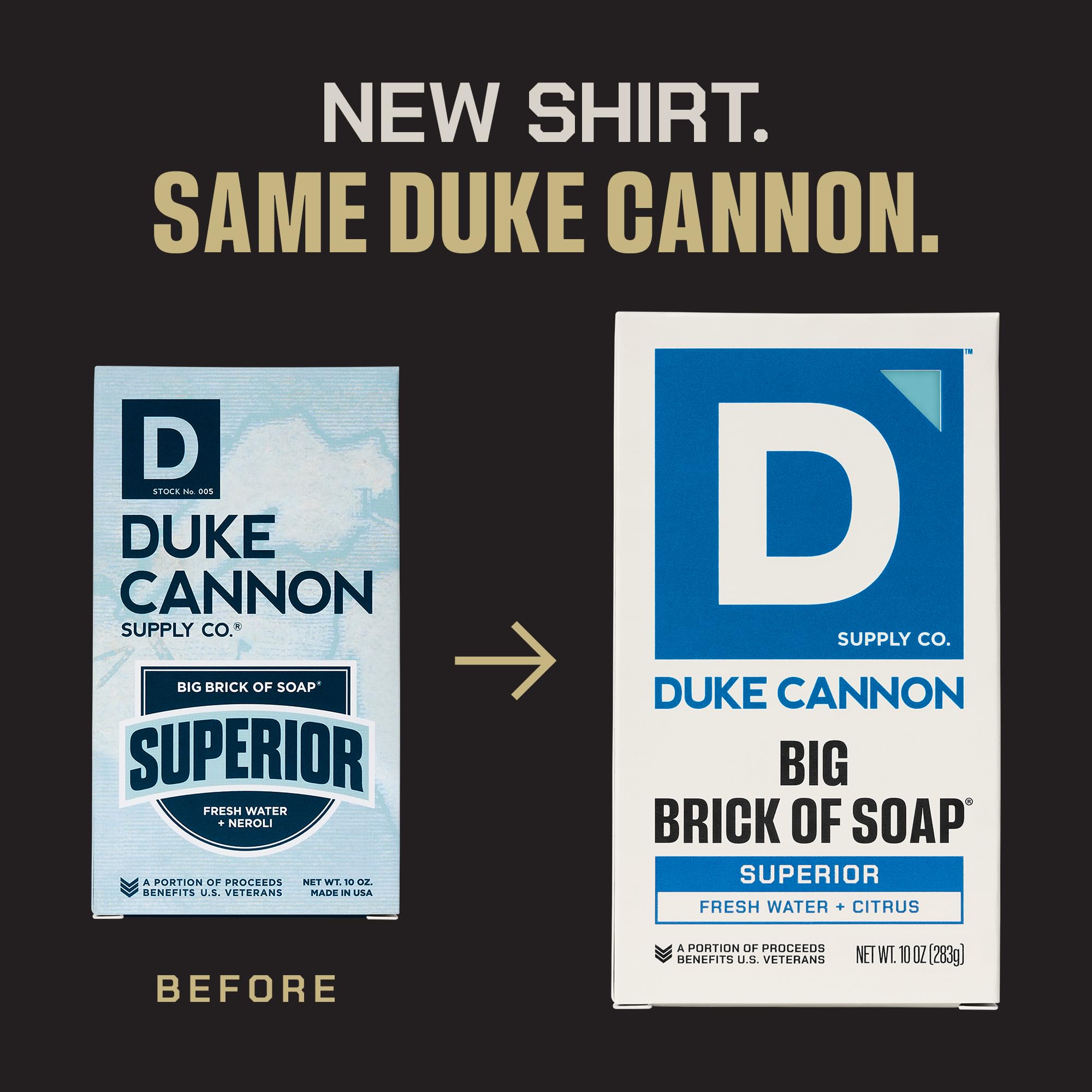 Duke Cannon large bar display emphasizes size and value.