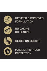 Aloe vera and vitamin E imagery signaling skin soothing formula.