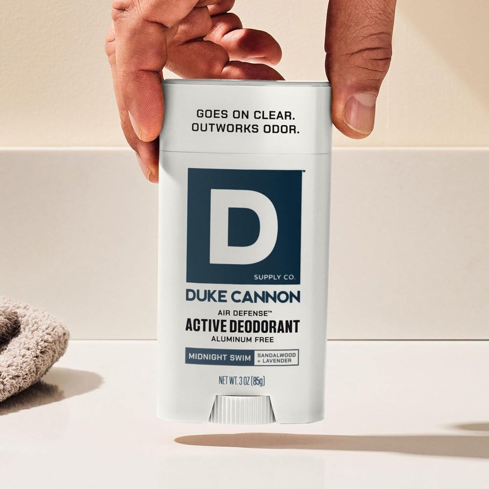 Duke Cannon Midnight Swim provides long-lasting freshness for workouts and daily activities.