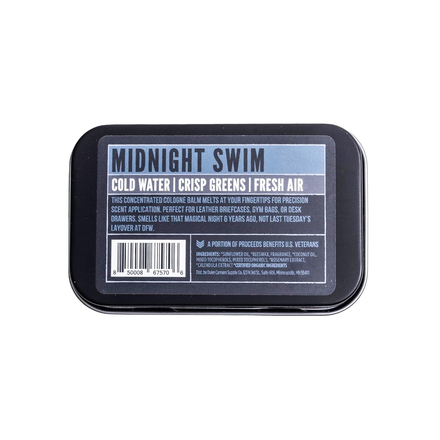 Close-up Midnight Swim application shows precise, convenient balm use.