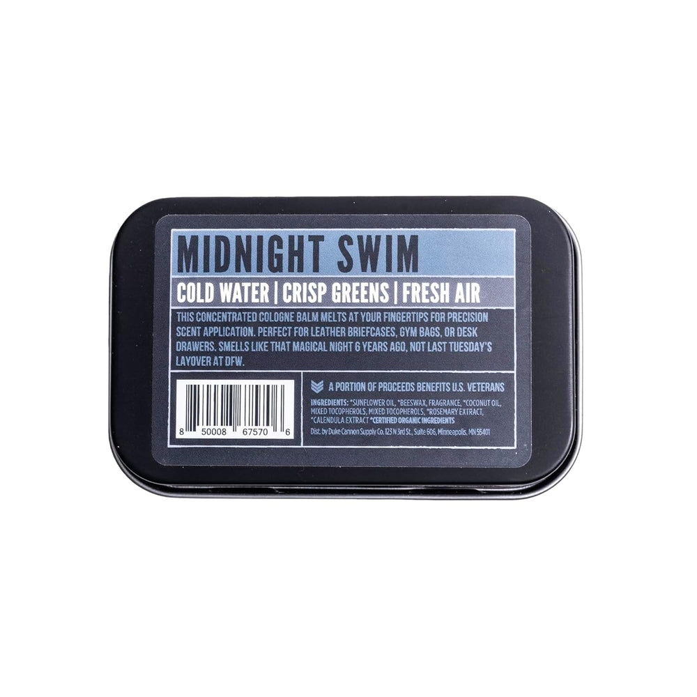 Close-up Midnight Swim application shows precise, convenient balm use.