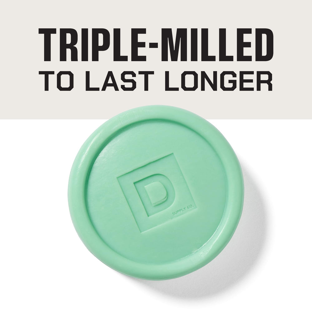 Duke Cannon Midway soap puck wet surface forming creamy lather for hydration.