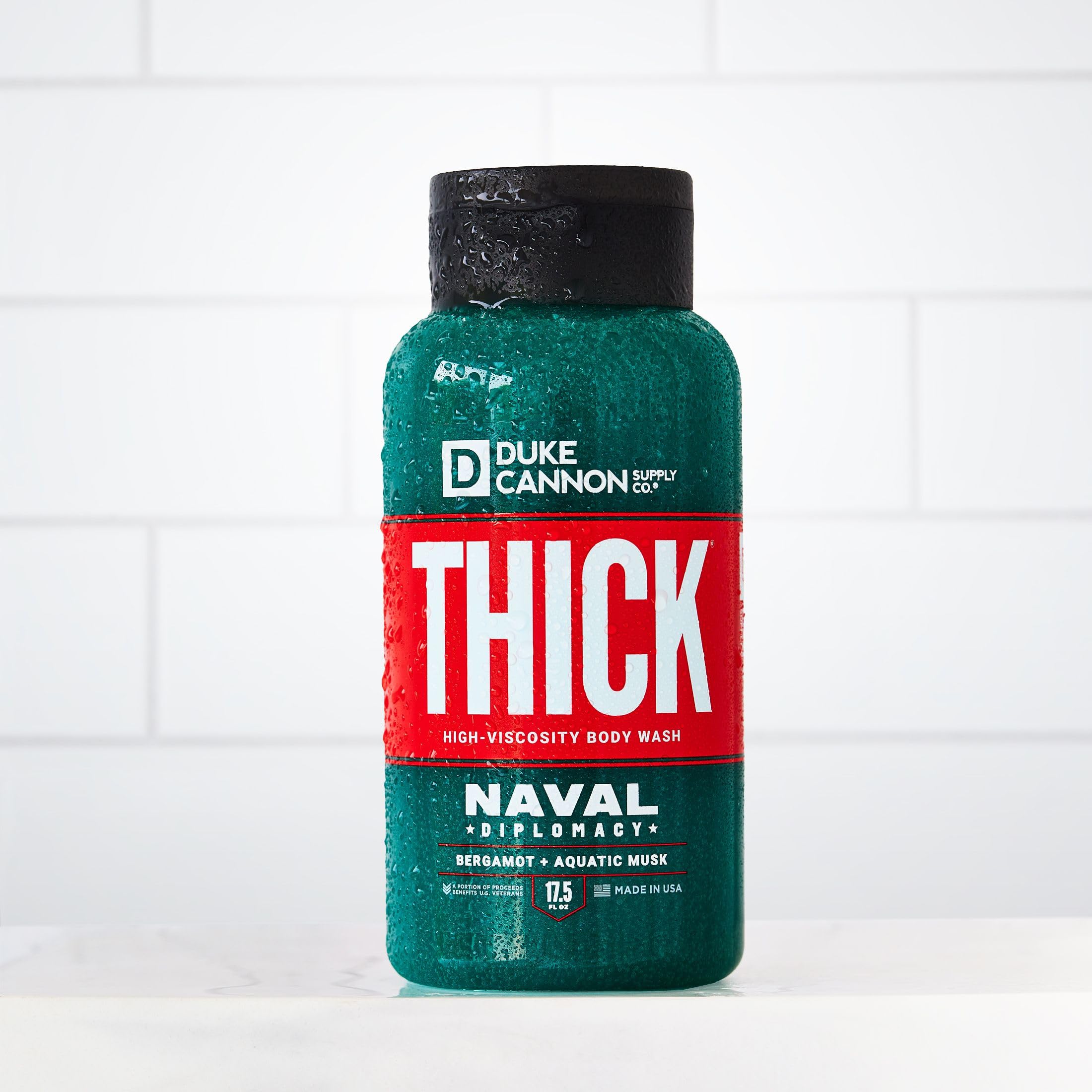 Duke Cannon Naval Diplomacy paraben-free cruelty-free label highlighted on packaging