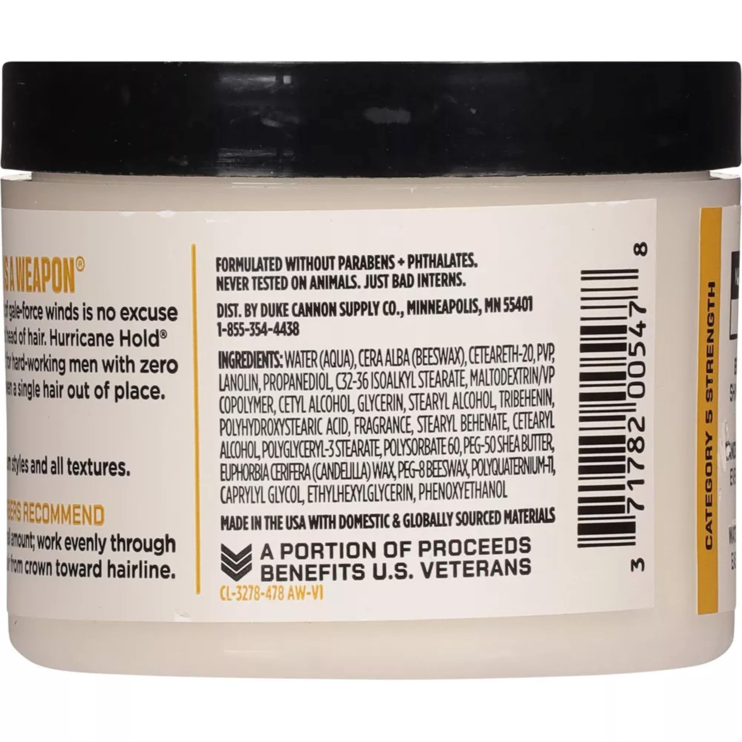 Duke Cannon News Anchor Hurricane Hold Pomade application in hand for styling texture.