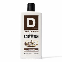 Duke Cannon Palomino: bote de ducha con fragancia masculina suave y limpieza duradera.