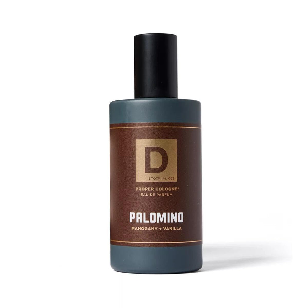 Duke Cannon Palomino Proper Cologne glass apothecary bottle in soft lighting for everyday elegance.