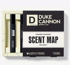 Duke Cannon Sawtooth bottle back highlighting clean lines and lasting fragrance.
