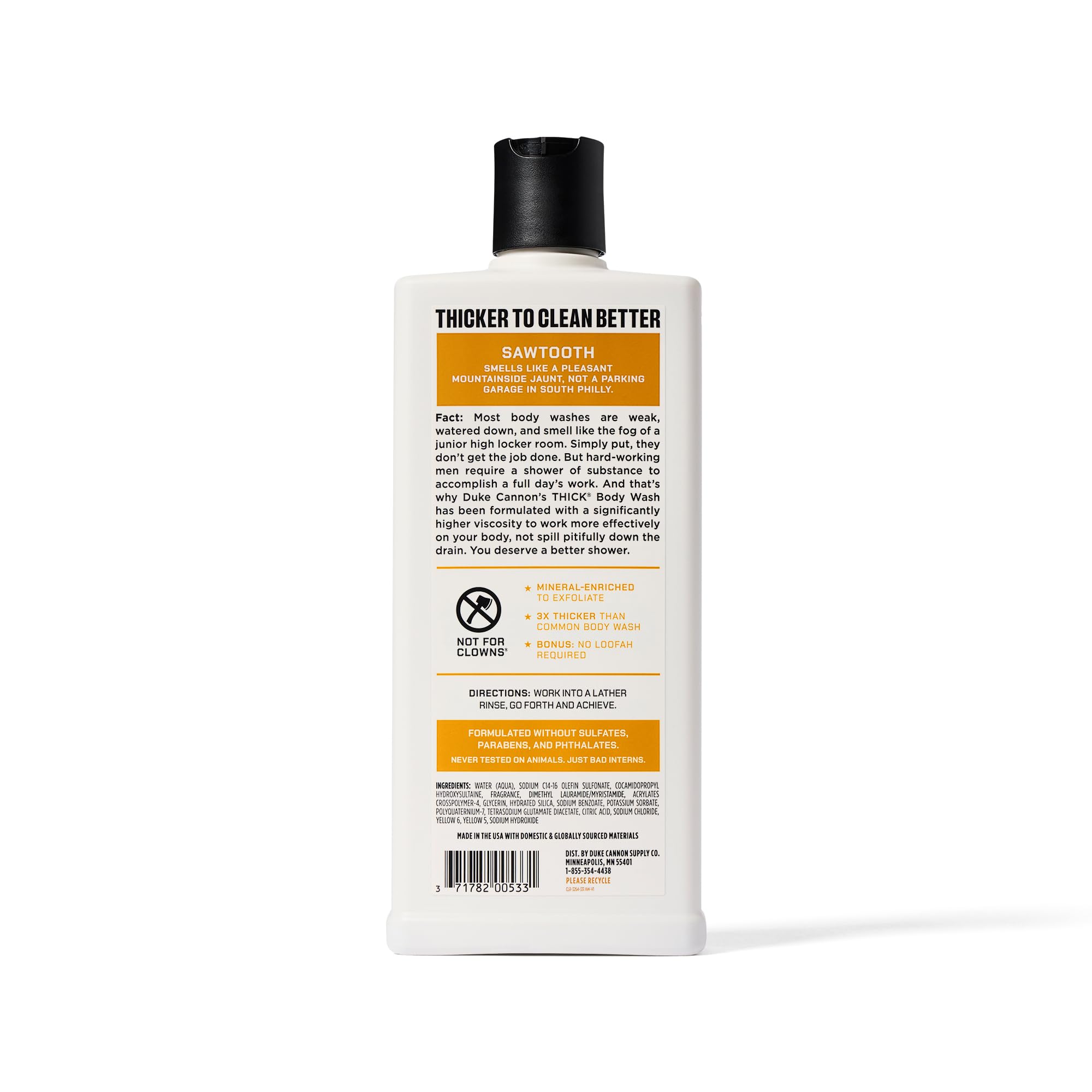 Duke Cannon Sawtooth, exfoliación natural con minerales para piel suave.