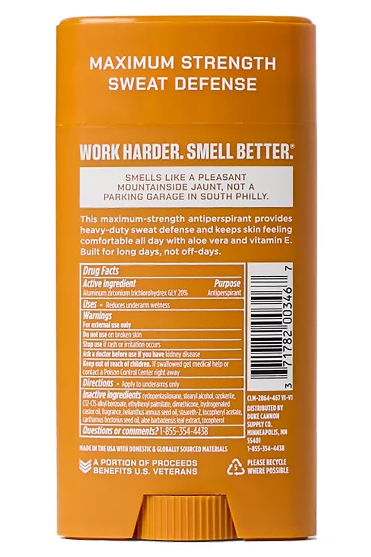 Duke Cannon Sawtooth label showcasing Alpine Air Cedarwood freshness.