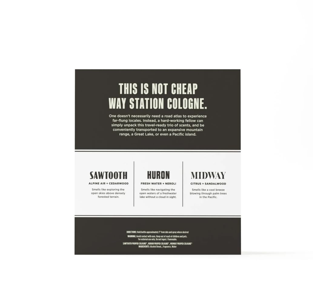 Duke Cannon Sawtooth packaging box showing craftsmanship and scent promise.