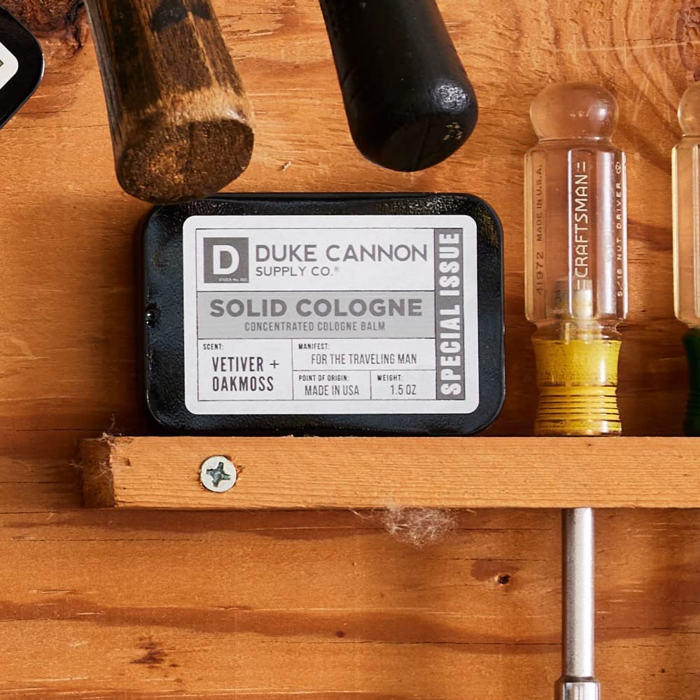 Duke Cannon Vetiver Oakmoss scent profile offers versatile notes.