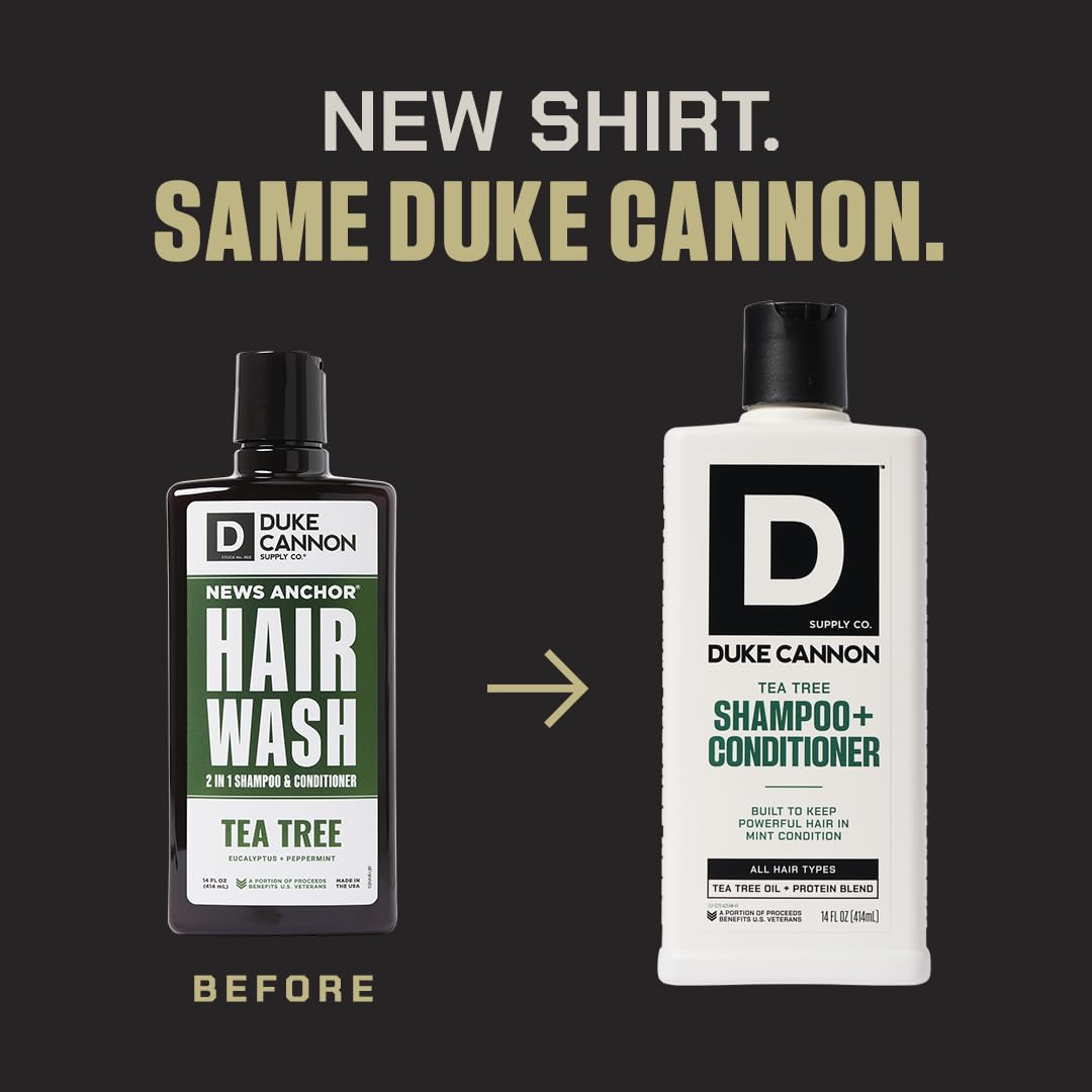 Duke Cannon Tea Tree 2-in-1 conditioner-rinse leaves hair softer after wash.