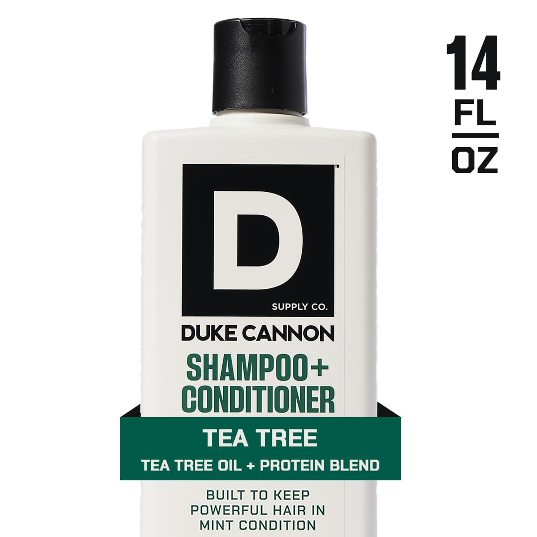 Duke Cannon Tea Tree 2-in-1 lather demonstrates easy, one-step cleansing and conditioning.