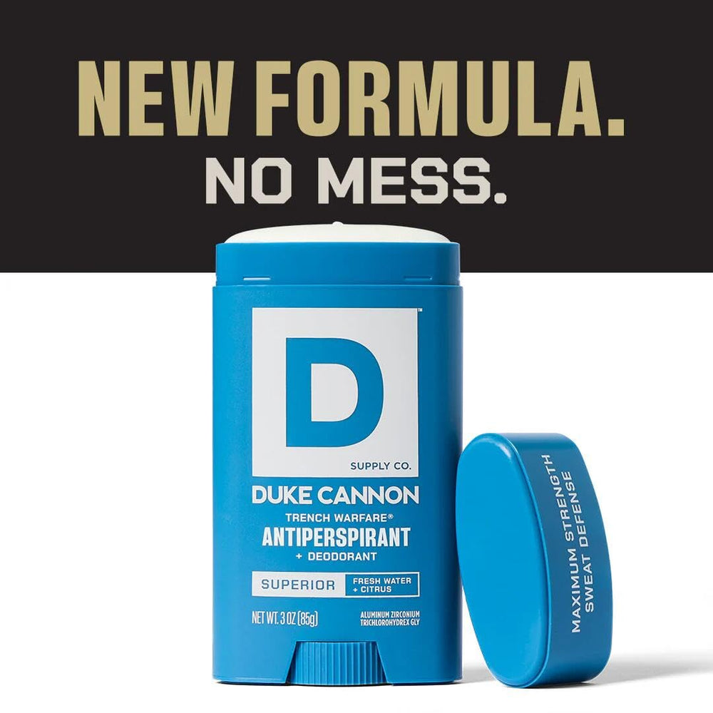 Duke Cannon Trench Warfare ingredients label noting aloe vera and vitamin E.