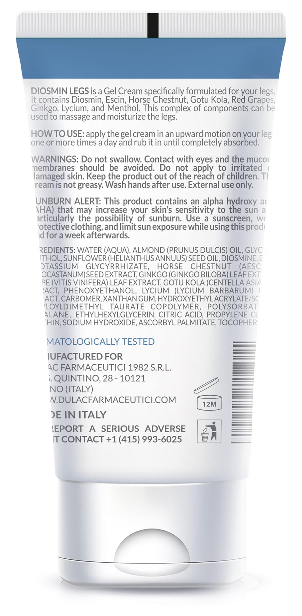 Dulac Diosmin Legs Gel Cream texture spreads smoothly and absorbs quickly for non-greasy leg care.