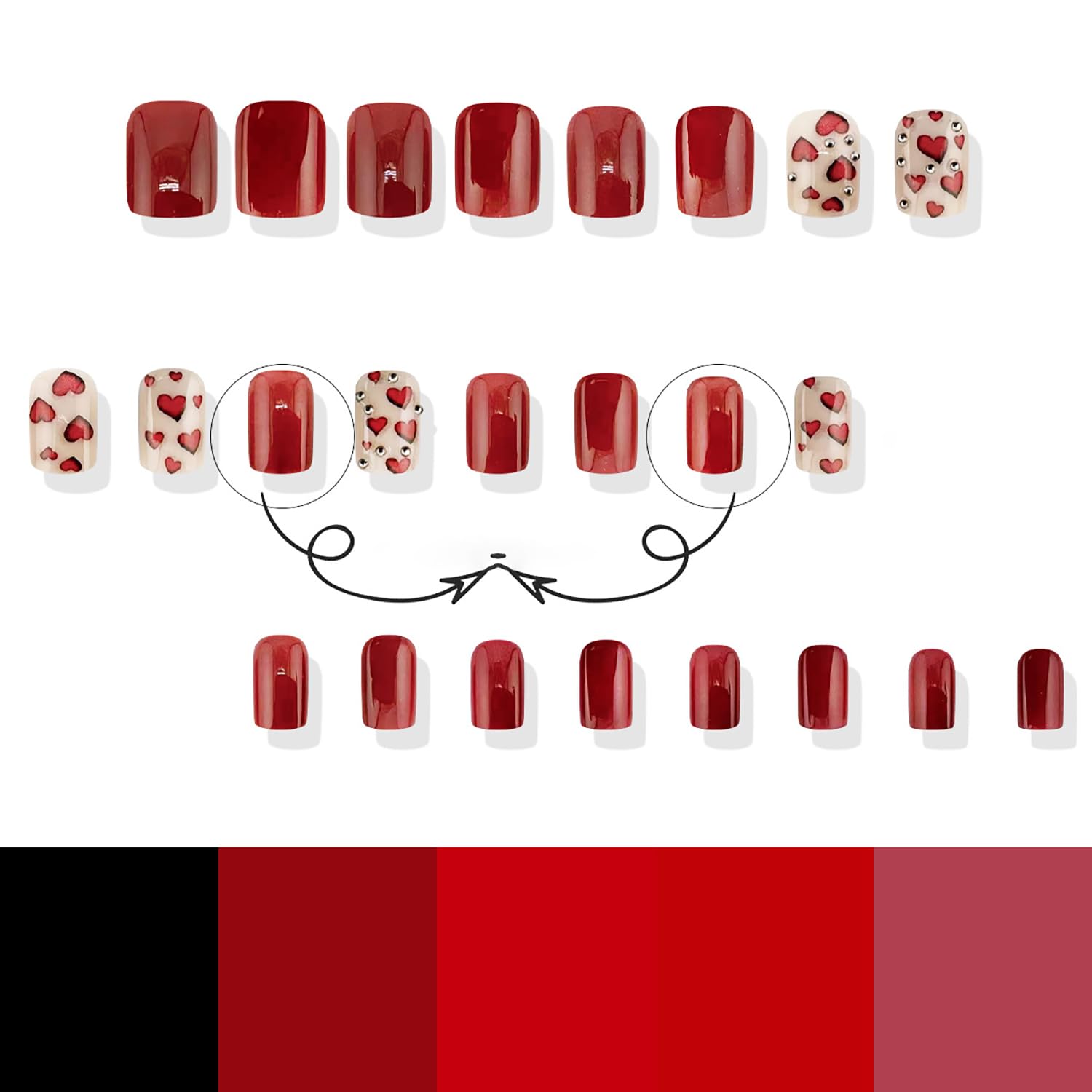 Uñas para fiestas, citas y bodas en variedad de colores y estilos.