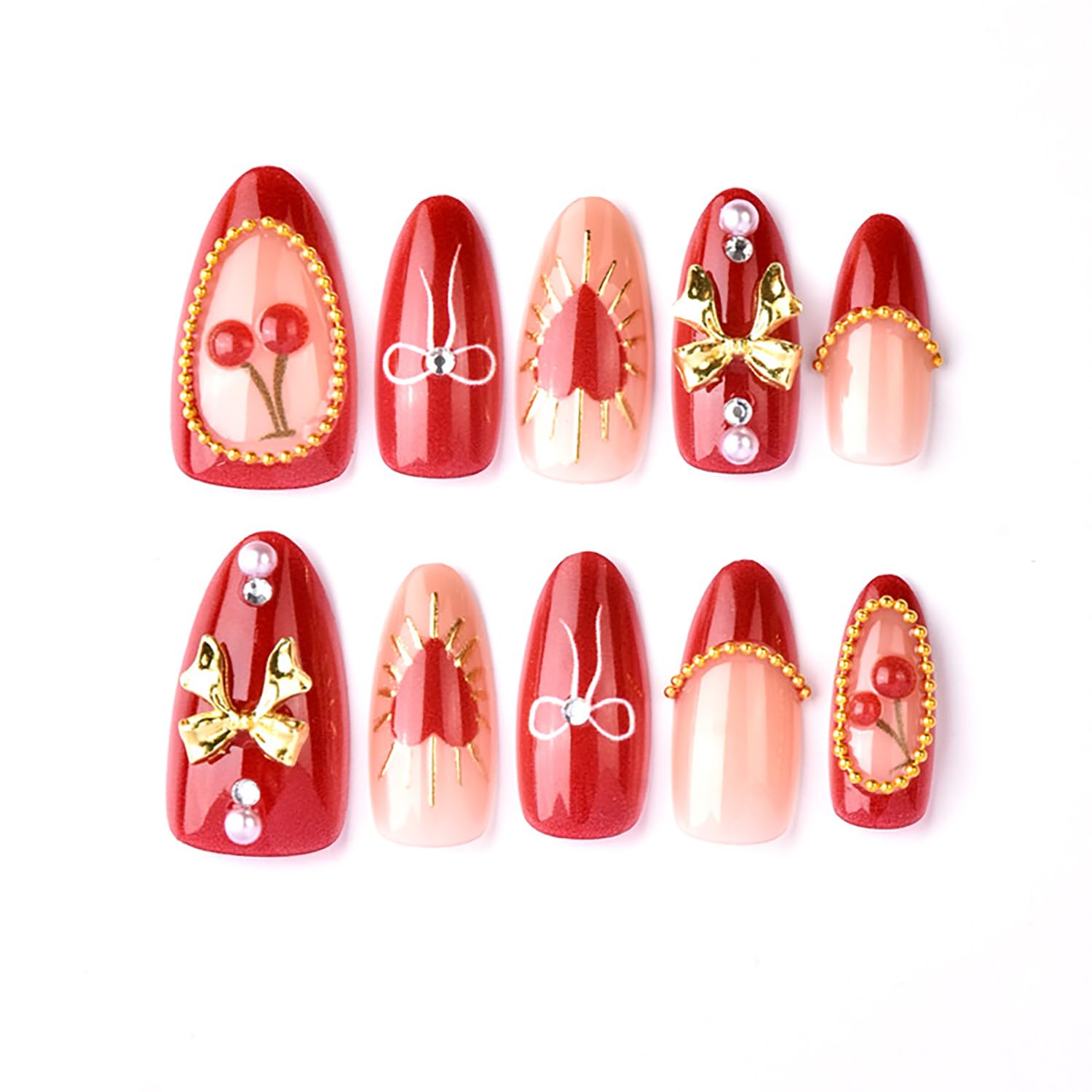 Dulyork valentines nails with pearl accents for elegant detail