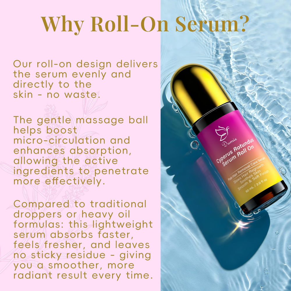 Dumie post-removal routine shown on skin for calming effects.