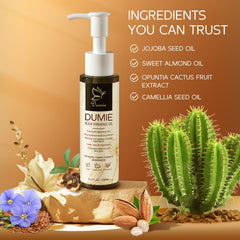 Dumie Jojoba oil detail closeup showing nourishing skin care ingredients